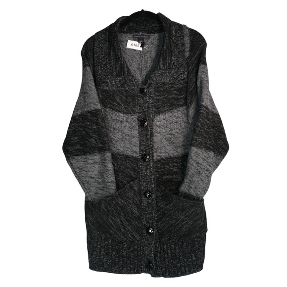 Banana Republic Cardigan Sweater Womens M Gray Pockets Duster 100% Merino Wool - Picture 1 of 8